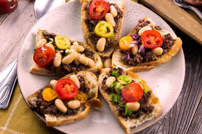 a plate of ciabattas with tapenade