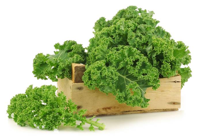 Kale in a wooden basket