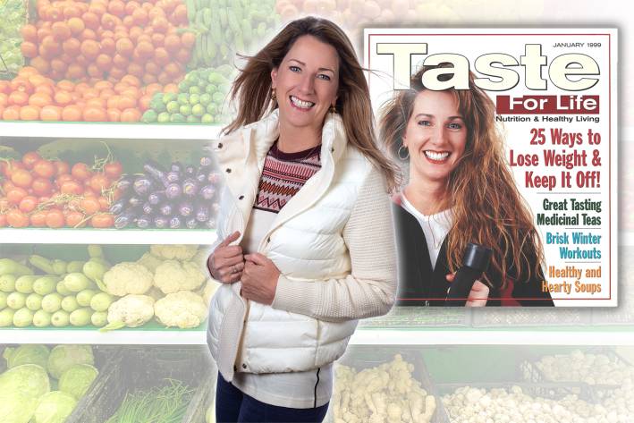 Holly Connell on the cover of Taste For Life magazine, then and now