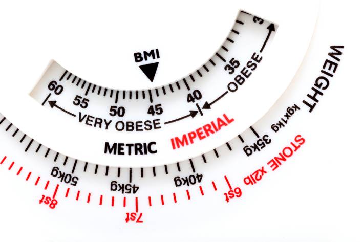 a slide-rule used for calculating body mass index
