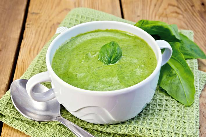 a bowl of spinach soup