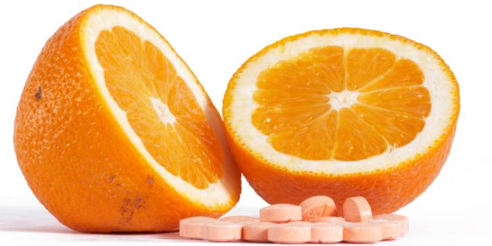 Orange with vitamin C supplements 