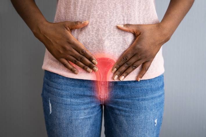 a woman with pain in her vulva and vagina