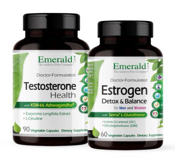 Two bottles of supplements to help with hormone balance.