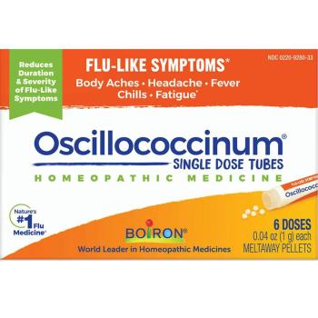 Orange and white box of Boiron Oscillococcinum