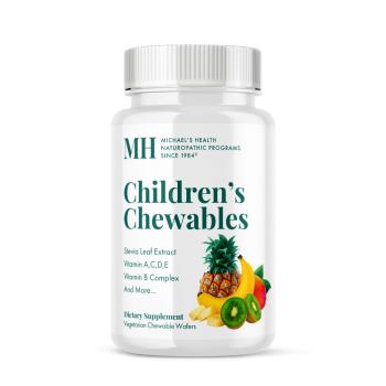 white bottle of Michael's Health Naturopathic Programs Children's Chewable Daily Multivitamin 