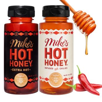 Two bottles of Mike's Hot Honey
