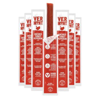 A cluster of seven Turkey Pepperoni Sticks from Vermont Smoke + Cure