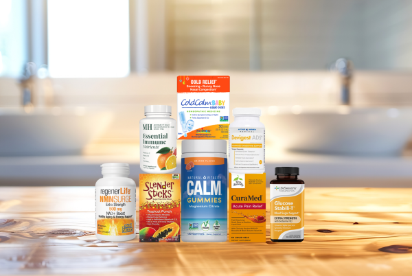 assortment of supplements and all-natural products
