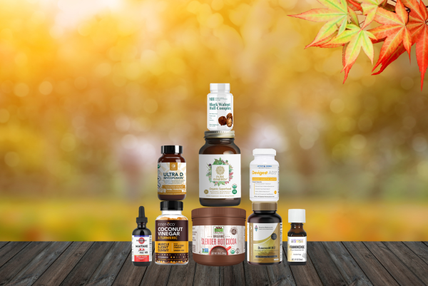 assortment of supplements and all-natural products