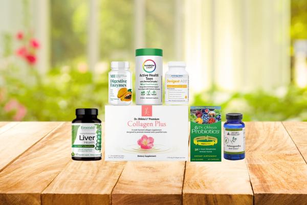 assortment of supplements and all-natural products