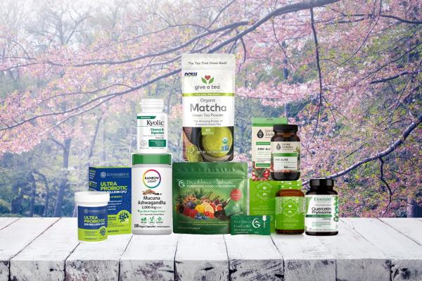 assortment of supplements and all-natural products