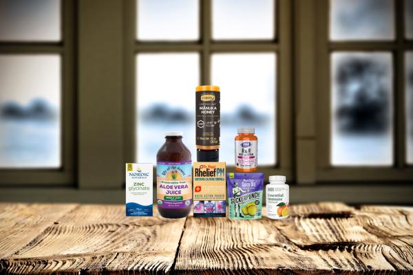 a selection of all-natural foods, remedies, and supplements