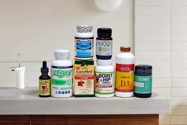 a selection of all-natural supplements