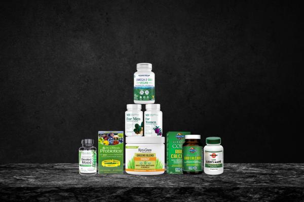 a collection of all-natural supplements and superfoods for energy and clarity