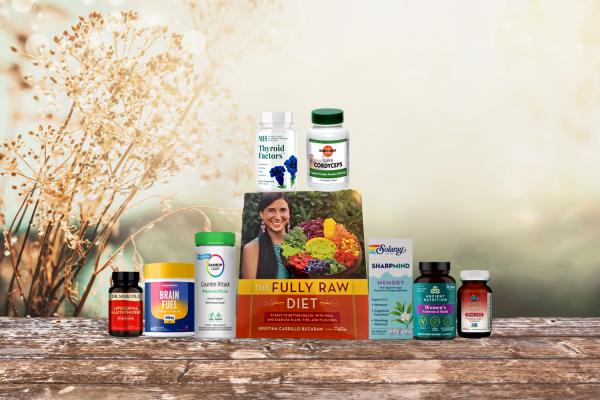 a variety of supplements, many of them for memory and focus, and a cookbook