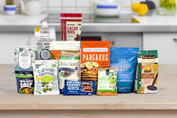 a selection of all-natural foods and kitchen supplies