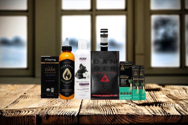 a collection of all-natural foods, supplements, and body care products