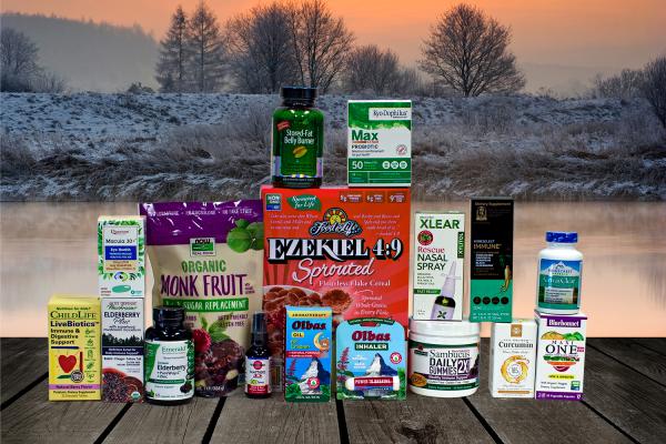 a selection of all-natural foods and supplements to help start a healthy year