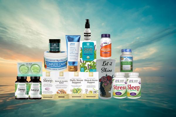 a collection of all-natural products to help with stress, sleep, and anxiety