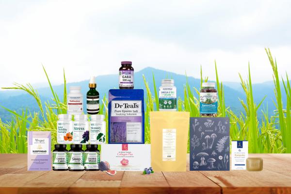 a curated selection of products for stress relief and self-care