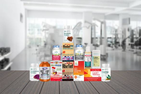 a collection of all-natural supplements for physical fitness and pain relief