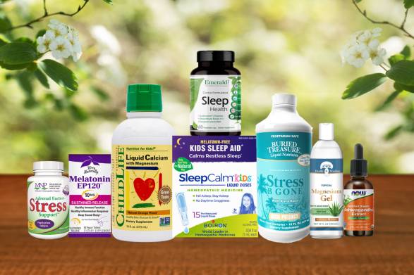 a selection of all-natural supplements for stress and sleep