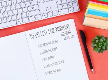 A to-do list with the days crossed out.
