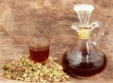herbal bitters in a decanter