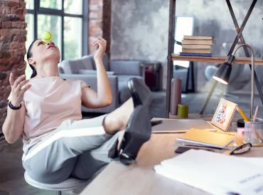 a woman trying to relax in the office