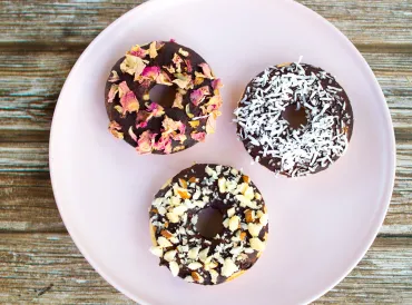 wheat-based donuts with nutty toppings