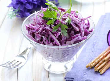 a dish of shredded red cabbage