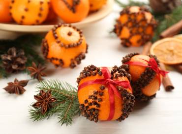 pomander balls made of citrus and cloves