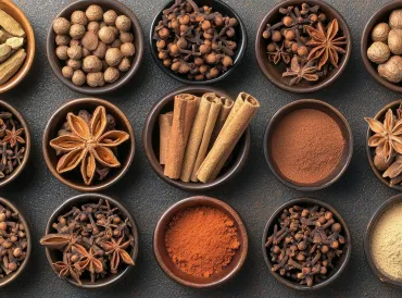cinnamon, peppercorns, anise, cloves, and other fall spices