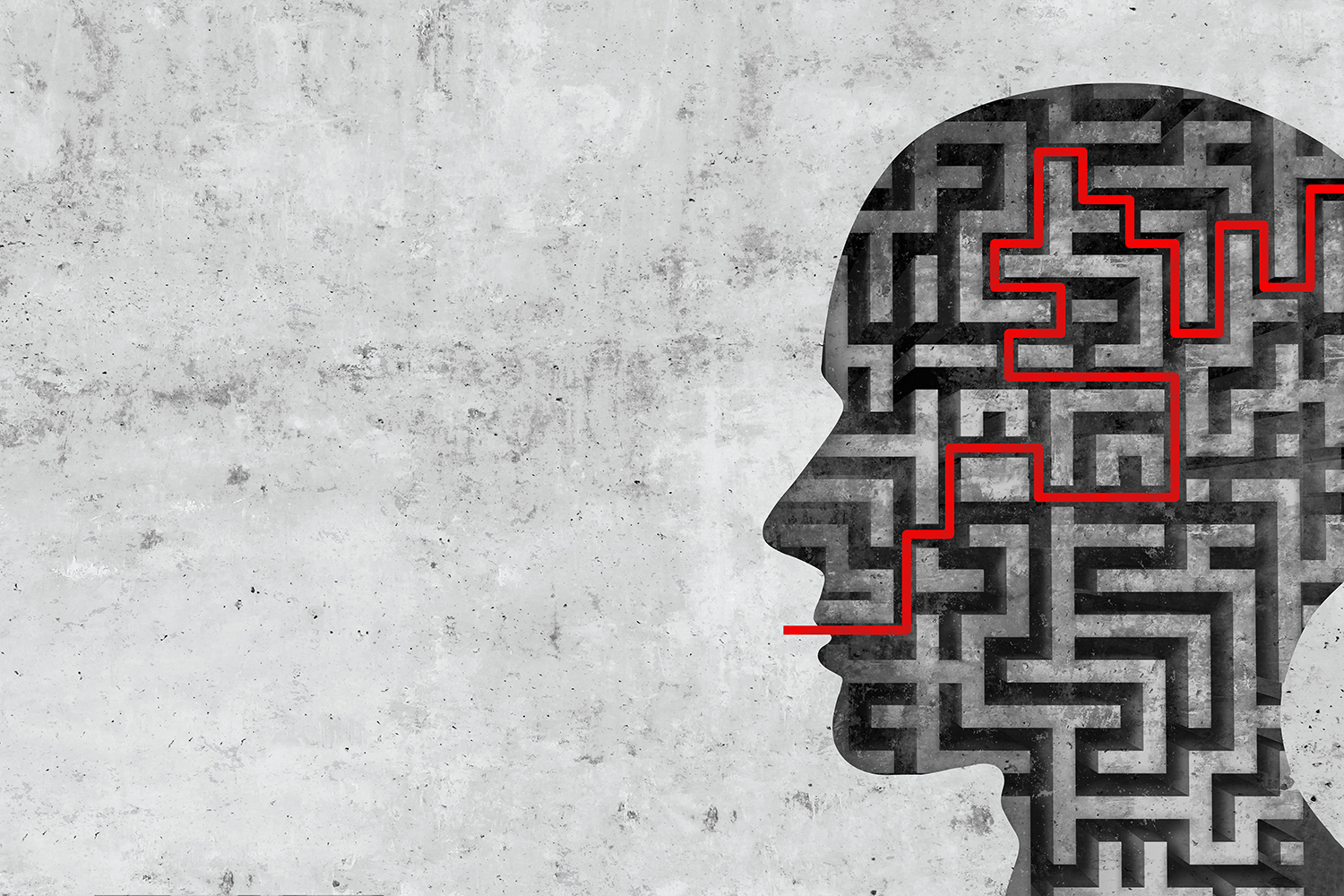 an illustration of words trying to leave the brain and go out the mouth