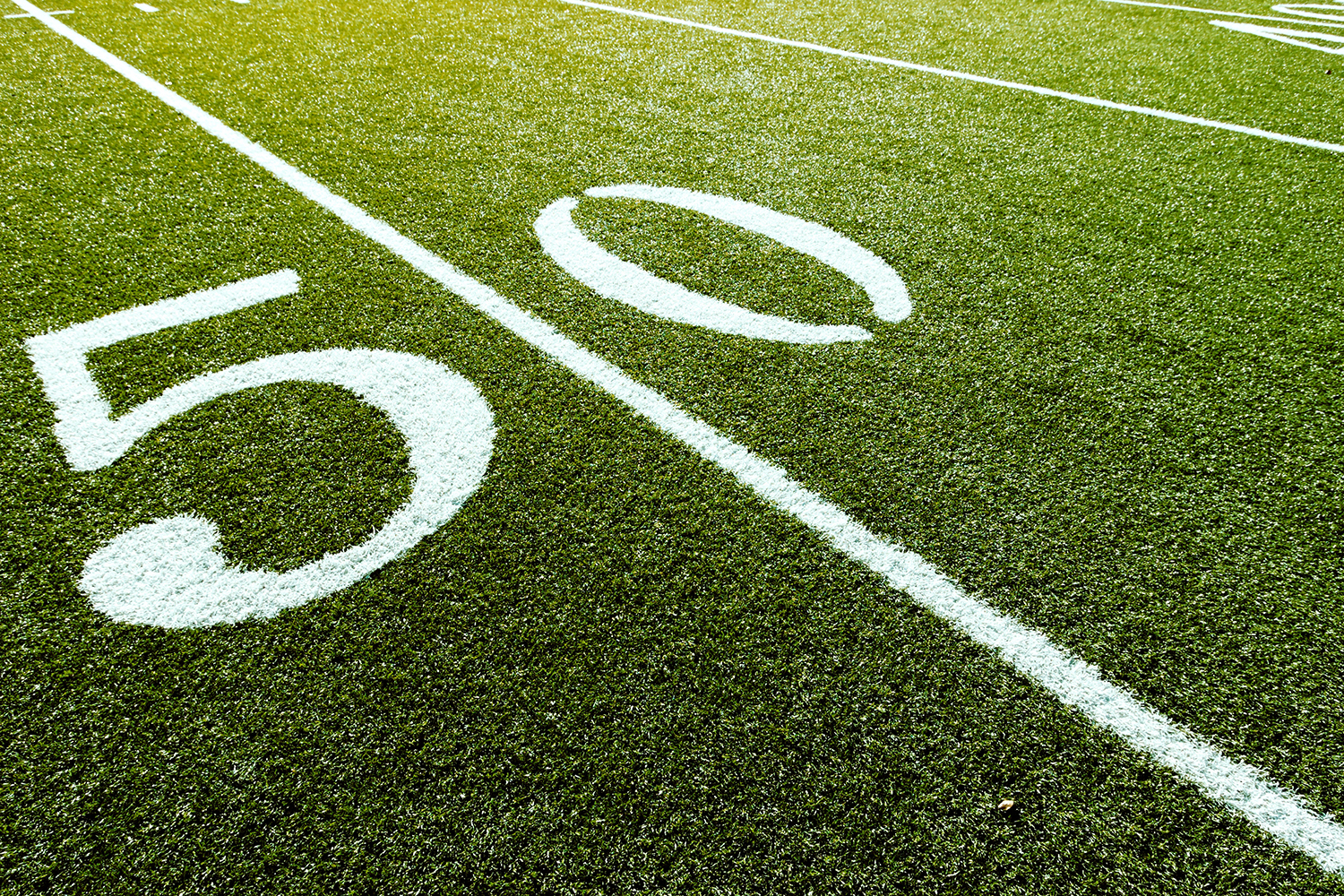 the 50-yard line on a football field